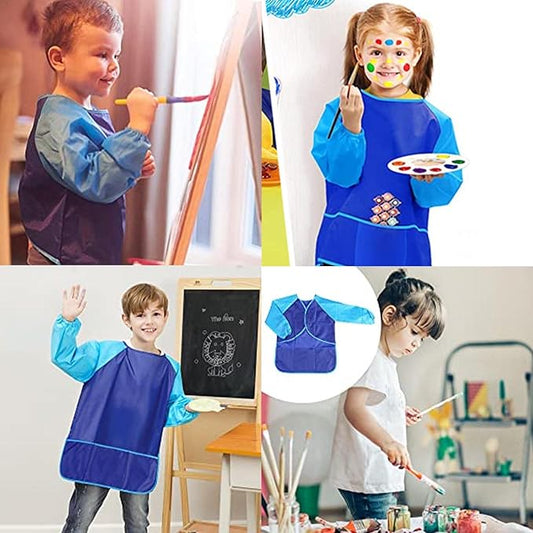 Kids Waterproof Art Apron with Long Sleeves - Mess-Free, User-friendly, and Versatile Painting Smock for Children