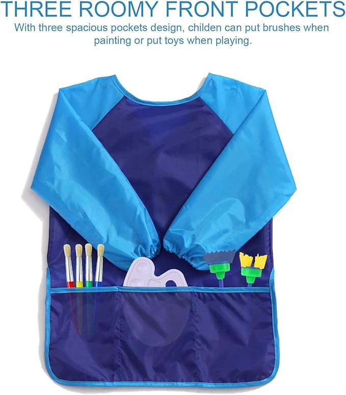 Kids Waterproof Art Apron with Long Sleeves - Mess-Free, User-friendly, and Versatile Painting Smock for Children