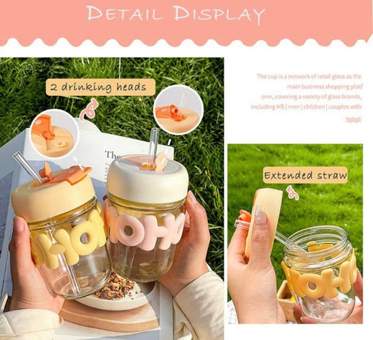 Glass Sipper ( With glass straw )