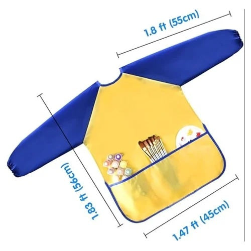 Kids Waterproof Art Apron with Long Sleeves - Mess-Free, User-friendly, and Versatile Painting Smock for Children