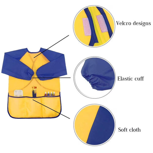 Kids Waterproof Art Apron with Long Sleeves - Mess-Free, User-friendly, and Versatile Painting Smock for Children