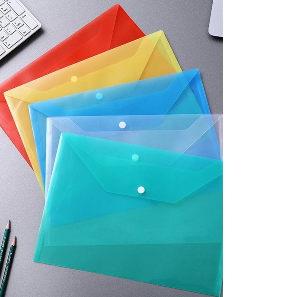 Clear Button Closure Bags - Transparent Folder FC Legal Size - Ideal for Organization and Document Protection