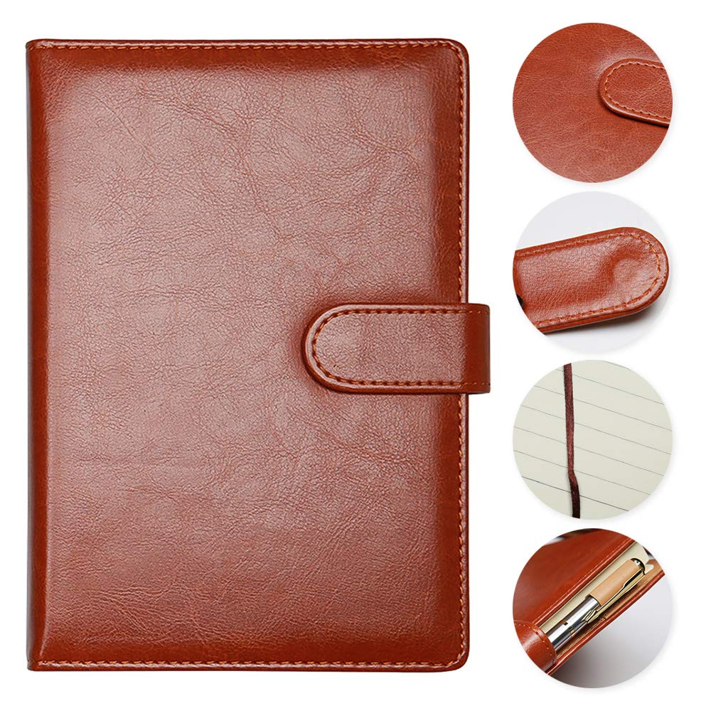 Leather Notebook A5 Magnetic Button Diary with Pen Holder