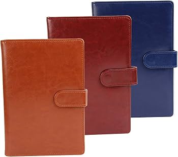 Leather Notebook A5 Magnetic Button Diary with Pen Holder