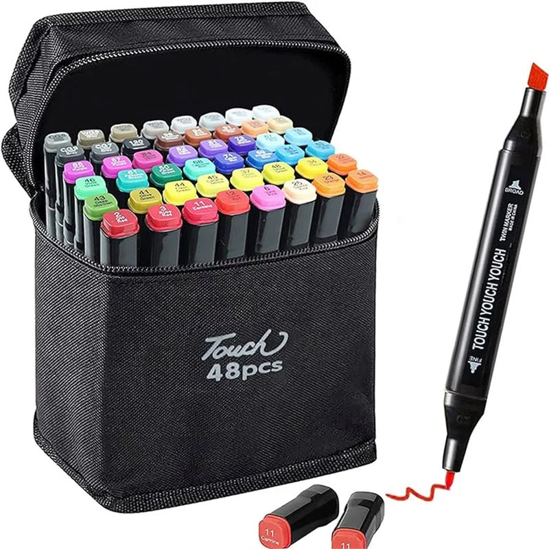 Touch Alcohol Markers Professional Art Set -Double Ended Blendable Alcohol Based Ink with Fine and Chisel Tip. Perfect for Artists Beginners Adults and Kids - Multicolor