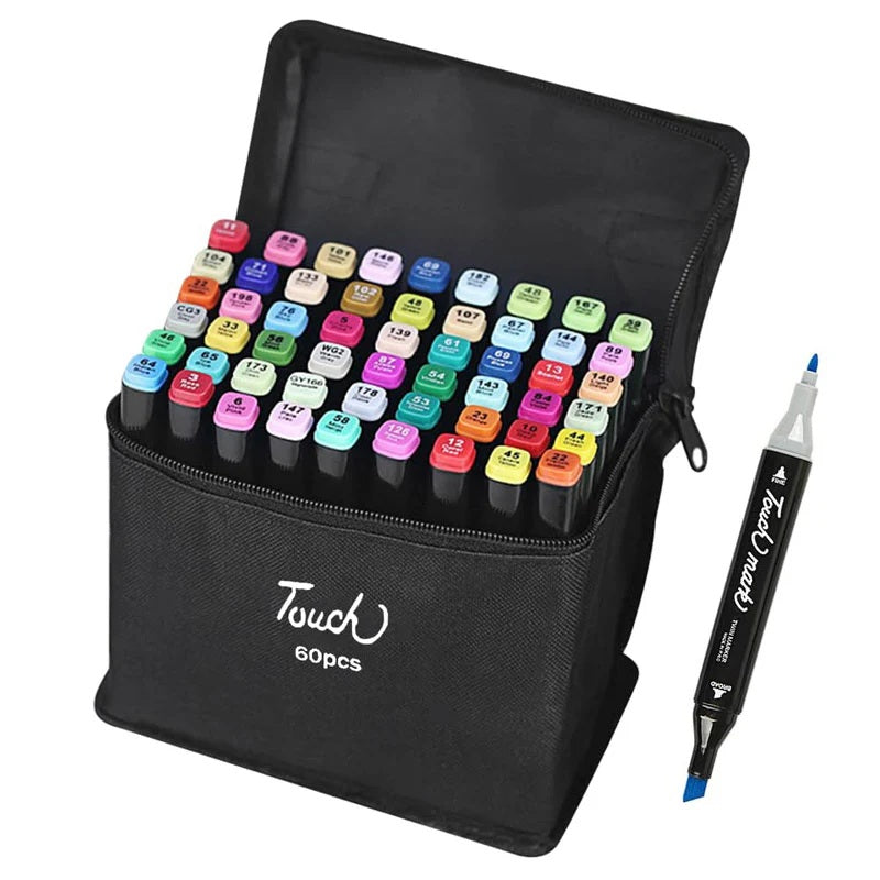 Touch Alcohol Markers Professional Art Set -Double Ended Blendable Alcohol Based Ink with Fine and Chisel Tip. Perfect for Artists Beginners Adults and Kids - Multicolor
